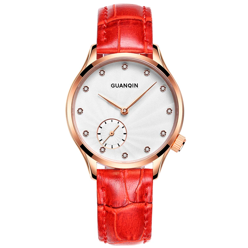 

GUANQIN Women Watches Fashion Casual Quartz Watch Diamond Waterproof Simple Women Bracelet Watch Leather Strap Montre Femme