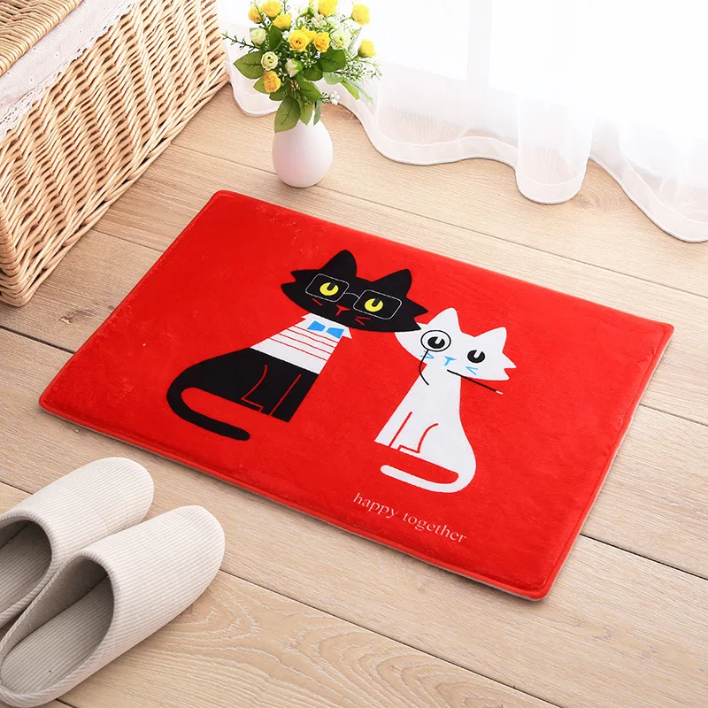 Cute Cartoon picture Pink Bow Floor Mat Rug Flannel Door Mat Lovers Catsin Rug from Home