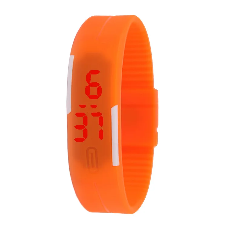 Простой светодиодный цифровые мужские часы relojes hombre повседневные силиконовые спортивные часы для мужчин montre hommes relogio masculino esportivo - Цвет: orange