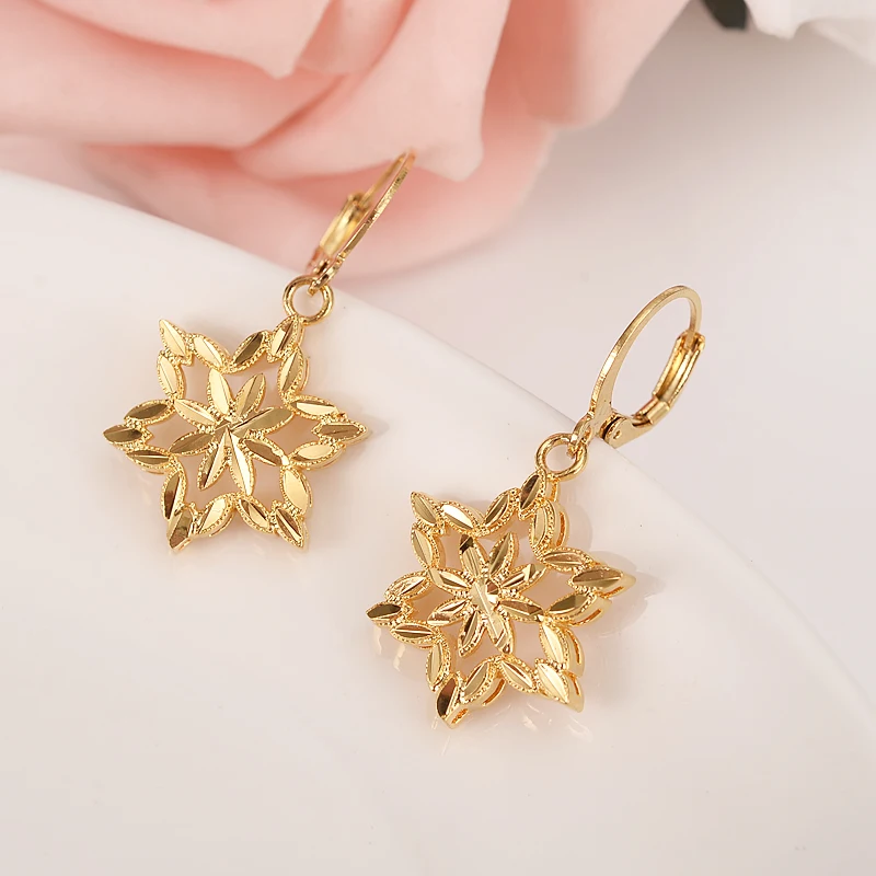 Dubai India Ethiopian Set Jewelry Necklace pendant Earring jewelry Habesha Girl Gold flower African Bridal Sets best gift women