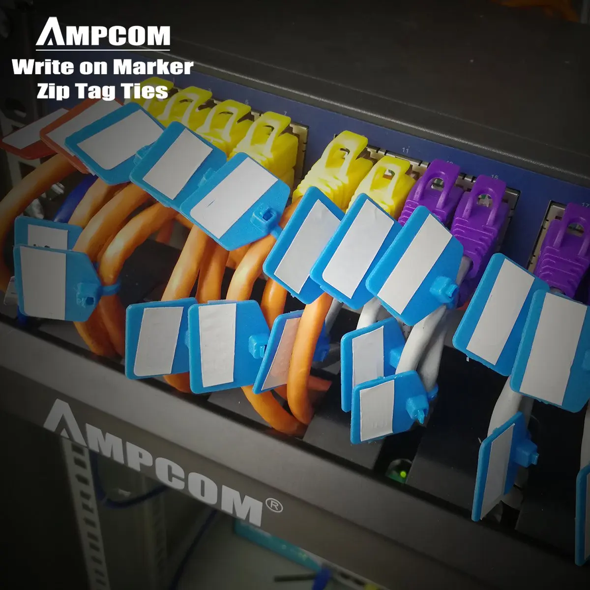 AMPCOM нейлоновые застежки кабель метка для этикетки-запись на ethernet-кабель | самоблокирующийся | Бесплатные этикетки для печати-4,72 дюймов 5 цветов