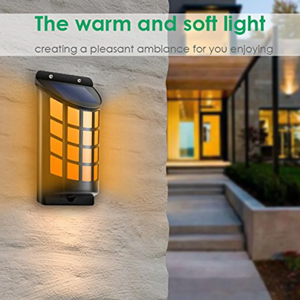 

1/2/4 Pcs Solar Light Path Flame Light 66 LED Flickering Outdoor Waterproof Fence Garden Wall Lights --M25