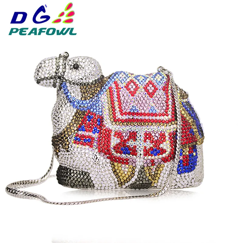 Us 71 4 49 Off Famous Brand Women Crystal Camel Evening Bags Bridal Wedding Party Prom Handbags Purses Metal Mini Box Minaure Clutch Bag In
