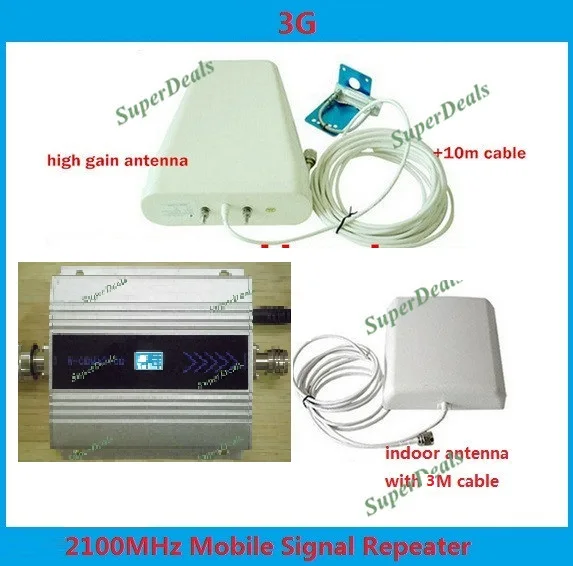

HOT!Full set 3G UMTS 2100MHZ WCDMA LCD Repeater Cell Phone Mobile Signal Repeater / Amplifier / booster +Yagi Antenna +10m Cable
