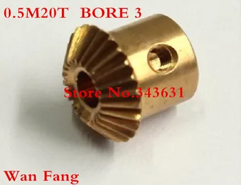 

2PCS Bevel Gear 20T 0.5 Mod M=0.5 Modulus Ratio 1:1 Bore 3mm Brass Right Angle Transmission parts machine parts DIY