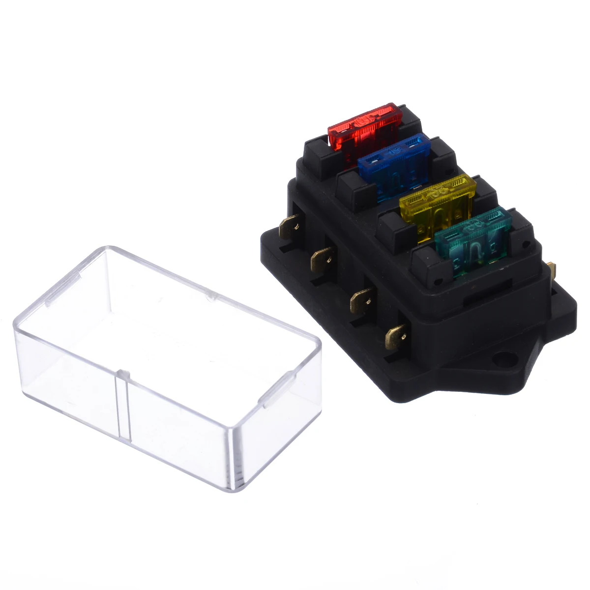 High Quality 12V/24V 4 Way Car Truck Auto Blade Fuse Box Holder Circuit Standard ATO Up to 40A with 4Pcs Fuse