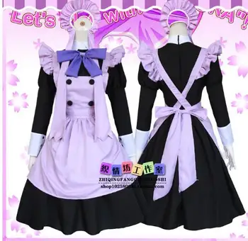 

Anime Cardcaptor Sakura 20 years Cosplay Costumes Sakura Kinomoto Maid Dress Pink / Purple Tomoyo Women Uniform for Halloween
