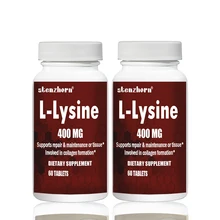 L-Lysine 400 mg 60 PCSX 2 бутылки всего 120 шт поддерживает ремонт и обслуживание тканей*, связанных с формированием коллагена
