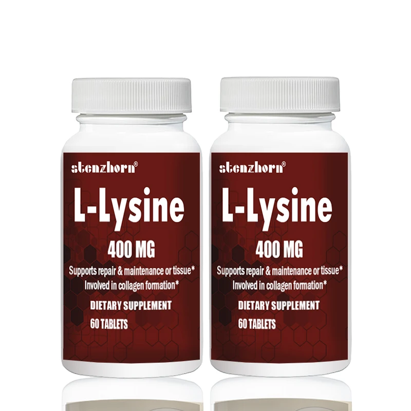 L-Lysine 400mg  60 PCSX 2 Bottle Total 120 PCS  Supports repair & maintenance of tissue* Involved in collagen formation*