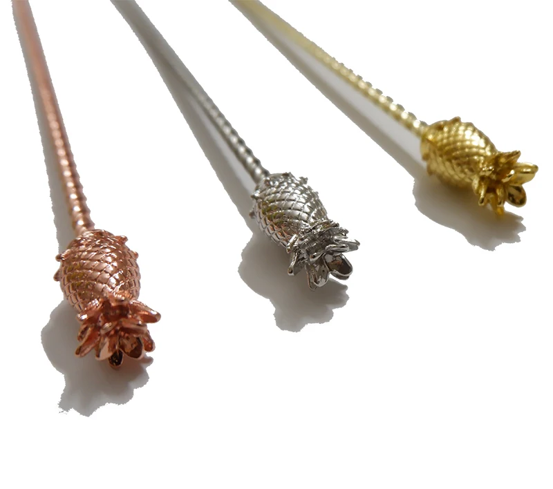 Pineapple Bar spoon Stainless Steel Mixing Spoon Spiral Pattern Bar Cocktail Shaker Spoon cocktail spoon cocktail stirrers