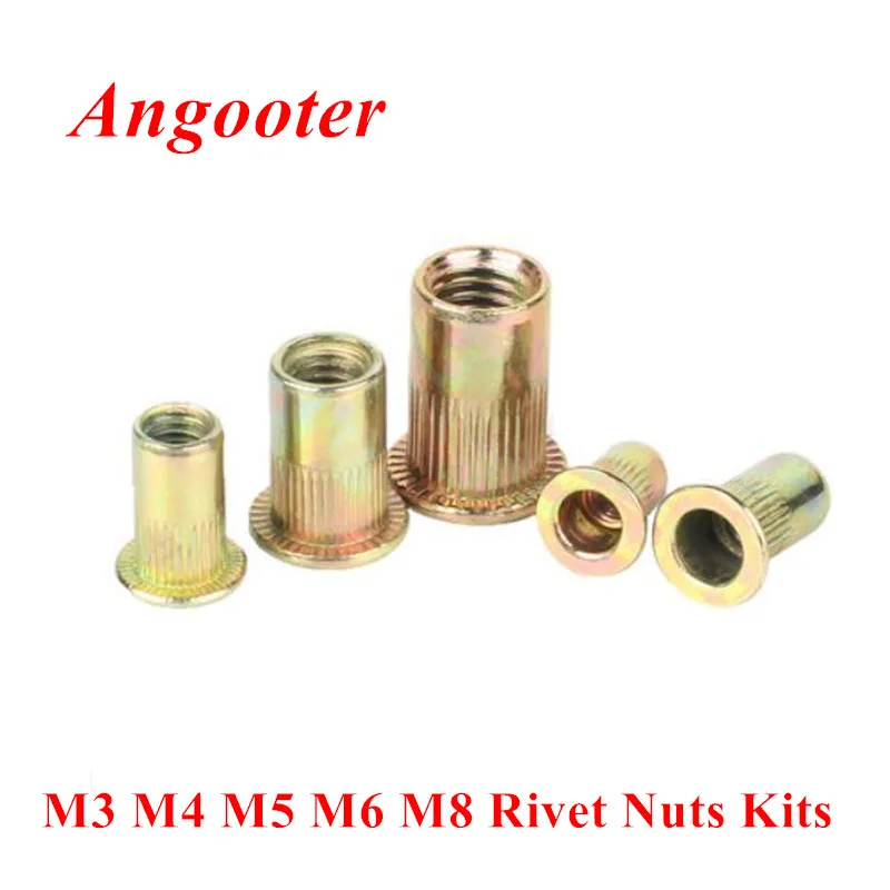 M3 M4 M5 M6 M8 M10 M12 Rivet Nut Set Kits Yellow zinc plated carbon