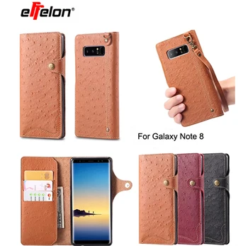

effelon Design Luxury Genuine Leather Flip Cover Case for Samsung Galaxy Note 8 Wallet Case Ultra Thin Card Holder With Strap