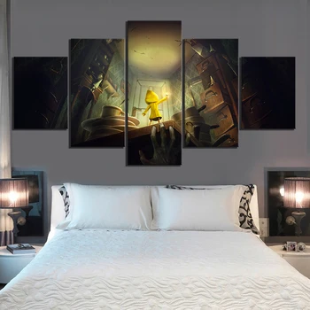 

5 Piece Little Nightmares Horror Game Poster Pictures Wall Sticker Canvas Paintings for Bedroom Wall Decor