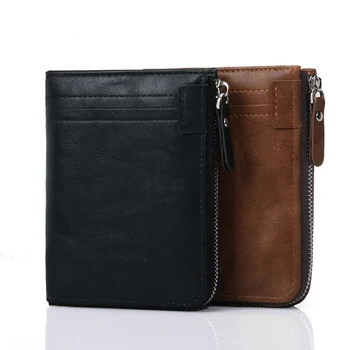 

Wallet Men Soft Leather Short Wallets With Removable Card Slots Multifunction Men RFID Zipper Wallet Purse Male Clutch LSH568