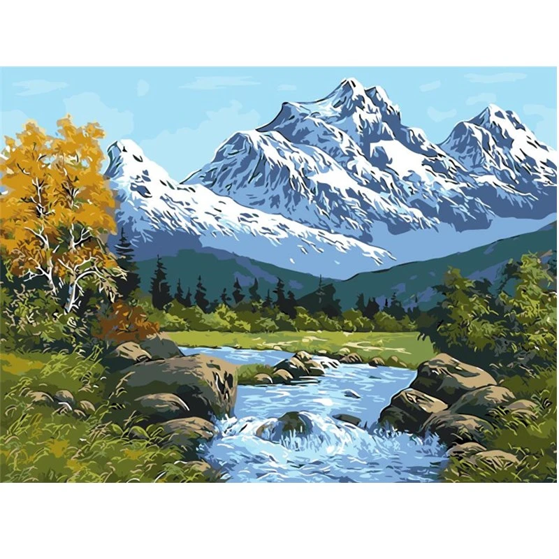 Lake And Snow Mountain Drawings By Numbers Digital Winter Oil Paintings Living Room Home Decor Wall Art Pictures By Numbers Drawing By Numbers Drawing Numberspicture By Number Aliexpress