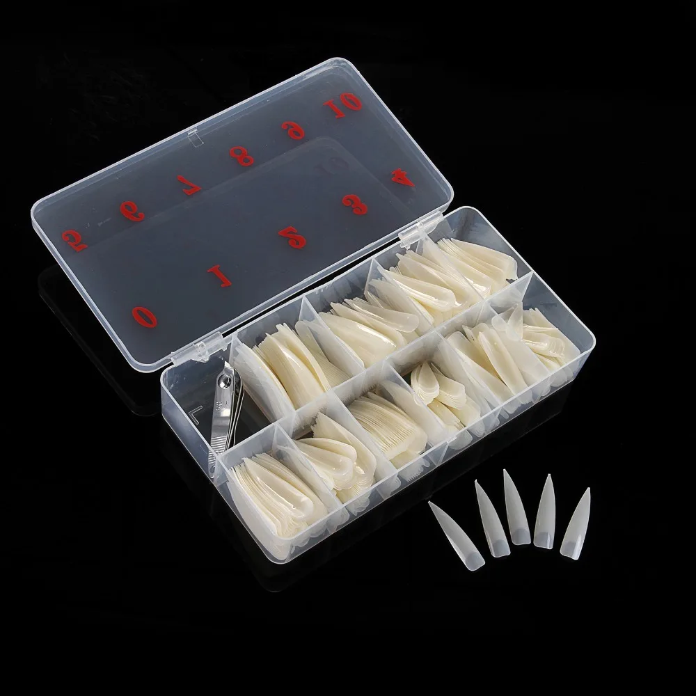 

Salon Long Stiletto Pointy Artificial Fake Half Cover False Nail Art Tips