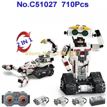 C51027 710 шт 2в1 technic пульт дистанционного управления rc трансформация деформация робот usb Электрический строительный блок игрушка