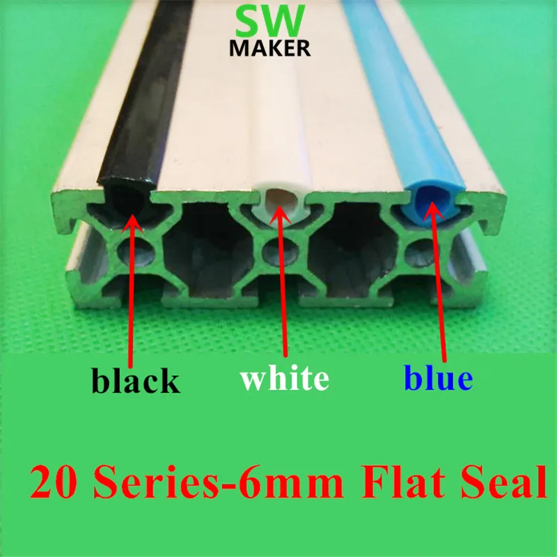 Черный/белый/синий 20 серия 6 мм плоское уплотнение для алюминиевого профиля мягкая крышка Слота/держатель CNC c-луч машины 3D части принтера