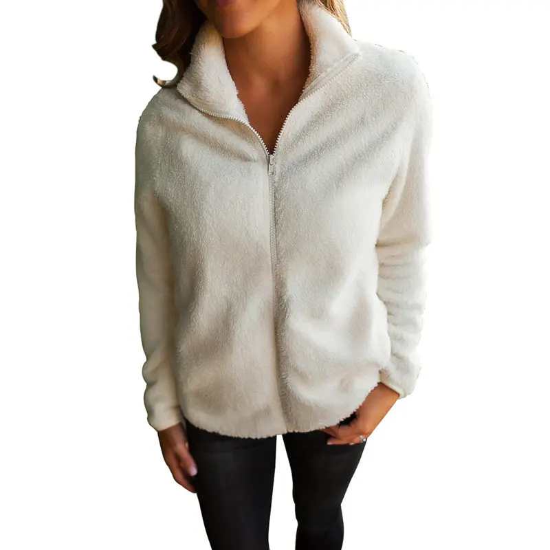 

Women Turtleneck Sweater Fleece Plus Size Autumn Winter Long Sleeve Cardigan 2019 Casual Fleece Clothes Lady Zipper Sweaters
