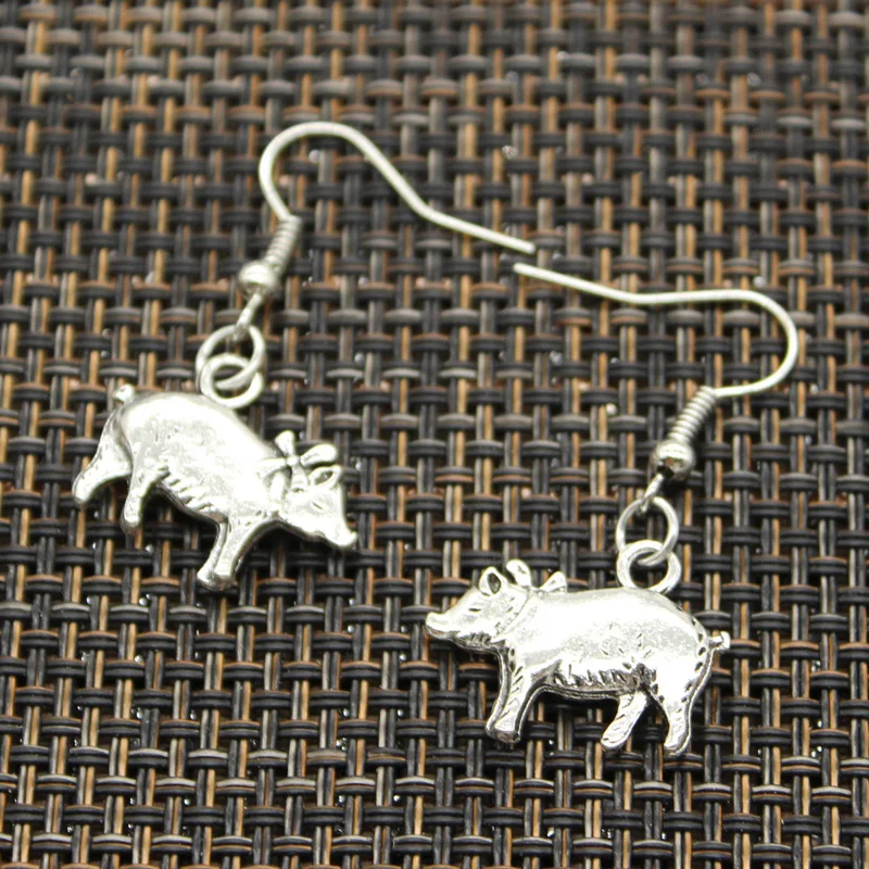 

Antique Silver Color 3d pig Charm Drop Earring, Dangle Earrings For Womens