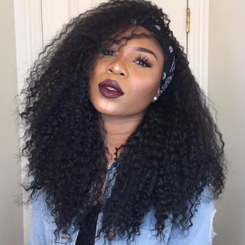 

Afro Marley Kinky Curly Synthetic Wigs For African American Women Black Silky Strands Brown Medium Length Wigs