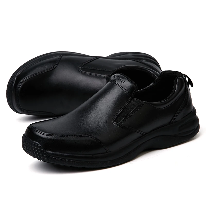 WAKO/93886; кожаная мужская обувь для кухни; кожаная обувь в деловом стиле; Мужская обувь шеф-повара; Черная Нескользящая рабочая обувь для гостиницы; нескользящая обувь
