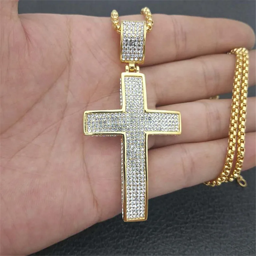Religious Big Cross Pendant Necklace for Women/Men Gold ...