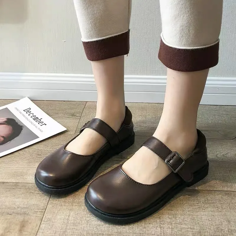 Сезон весна-осень милые мягкие туфли в японском ретро-стиле с закрытым носком