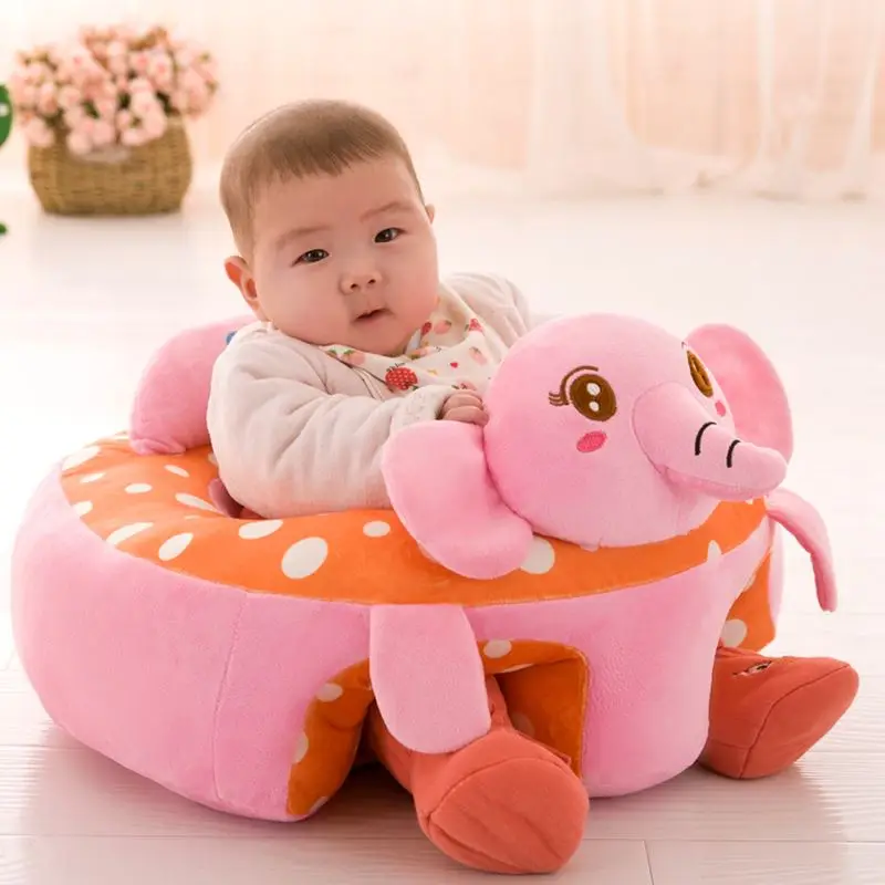 Luoji Baby Sitting Chair Infant Support Seat Plush Soft Cartoon Animal Shaped Portable Baby Sofa Chair Comfortable For Toddlers Children Kids