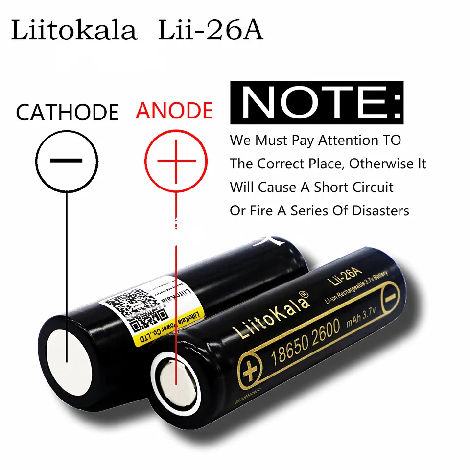 4 unids 100% оригинальные liitokala lii 26a 18650 26 icr 3 7 В 2600 мА · ч аккумуляторные батареи