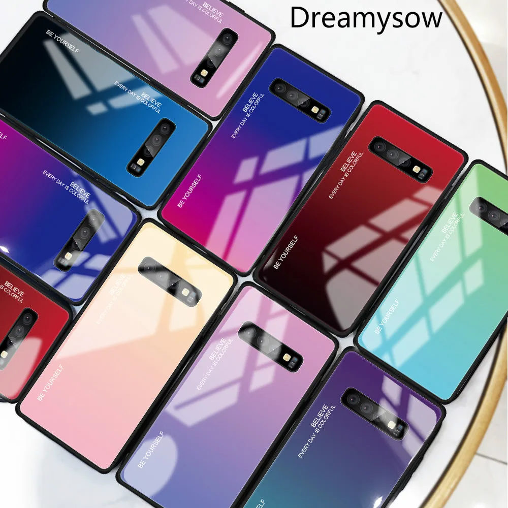 

Tempered Glass Phone Case For Samsung Galaxy M20 M10 S8 S9 S10 Lite S10E For A750 A7 A6 A8 Plus 2018 Cases Gradient Cover Shell