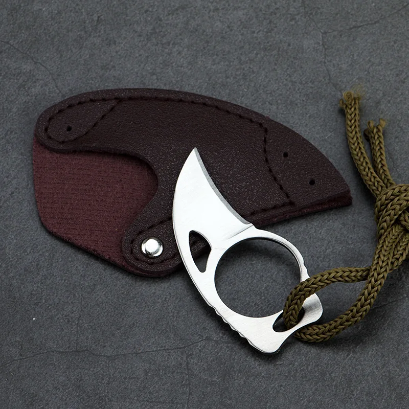 Новый карманный knif Karambit с кожаной оболочкой резак портативный коготь ножи