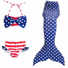 Бикини Brave Heart 3 шт./компл. для девочек, детский купальный костюм с хвостом русалки, платье раздельный купальник, костюм для плавания, купальный костюм