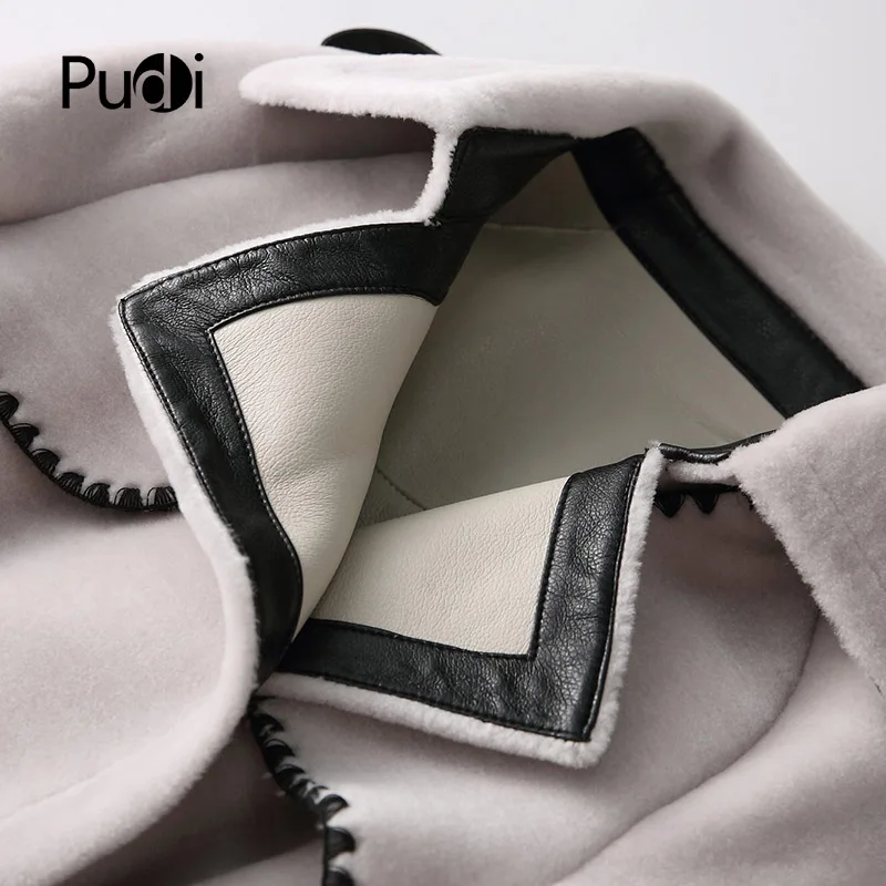 Pudi Véritable A17780 Turn Pardessus Lady Manteau Chaud Ceinture Hiver Veste Fourrure Collar Laine Femmes down Long De wZuXOiTPk