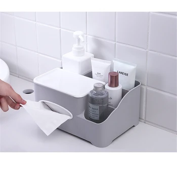 

Muti-functional Tissues Makeup Cosmetics Box Simple Plastic Organizer Storage Case For Home Make Up Cosmetic Organizer