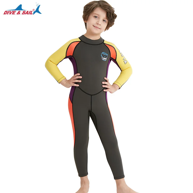 Детский неопреновый купальник 2,5 мм, гидрокостюмы для мальчиков, Сноркелинг Рашгард для серфинга, детская одежда для плавания с длинным рукавом, Детский костюм для дайвинга