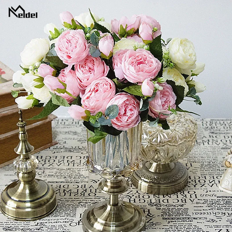 artificial flower silk peonies bouquet wedding home decoration (3)