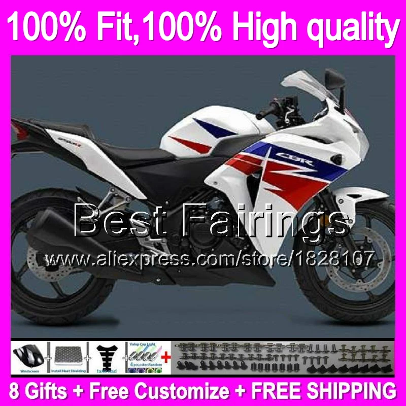 

Fairing For HONDA Injection CBR250R MC41 11-13 Blue white 11B9 CBR 250R CBR250 R 11 12 13 2011 2012 2013 +decal Blue red hot
