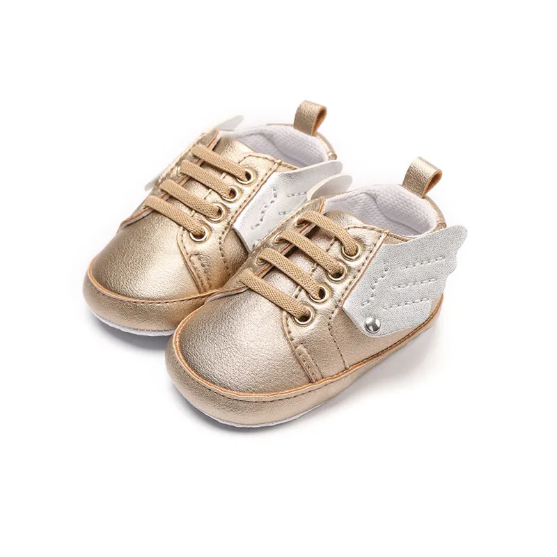 Золотая детская обувь Крылья Ангела из искусственной кожи для мальчиков и девочек обувь для новорожденных мягкая подошва обувь для малышей 0-18 месяцев. CX71C