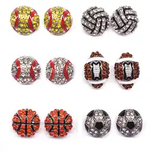 Новая, модные стразы для регби, спорта, Микс, базовый мяч/Баскетбол/Волейбольный мяч/Американский футбол, гимнастические серьги, спортивные ювелирные изделия