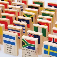 100 шт детский Национальный флаг деревянное домино игрушки, детские деревянные развивающие игрушки