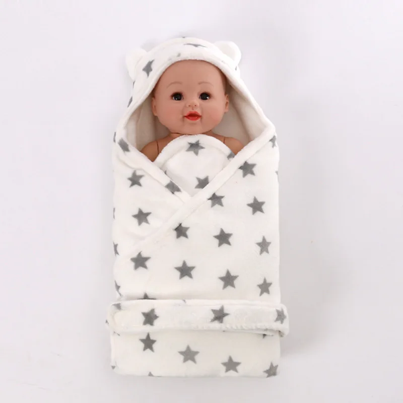 Soft Baby Flannel Hooded Swaddling Warm Spring Toddlers Infant Envelope