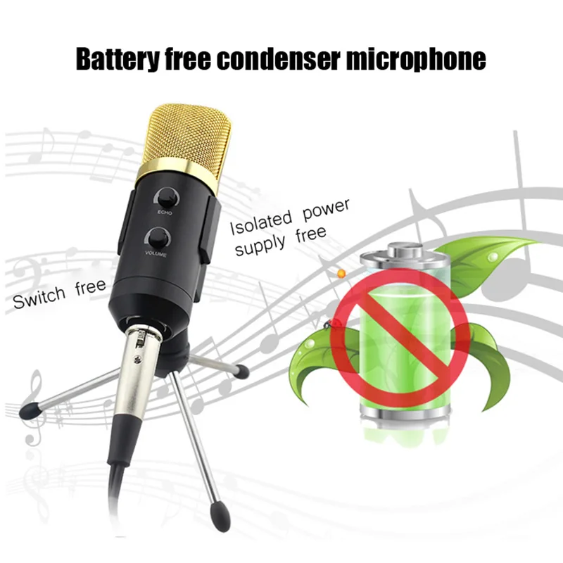 Gbtiger bm-100fx usb condensador de gravação de som microfone com braodcasting