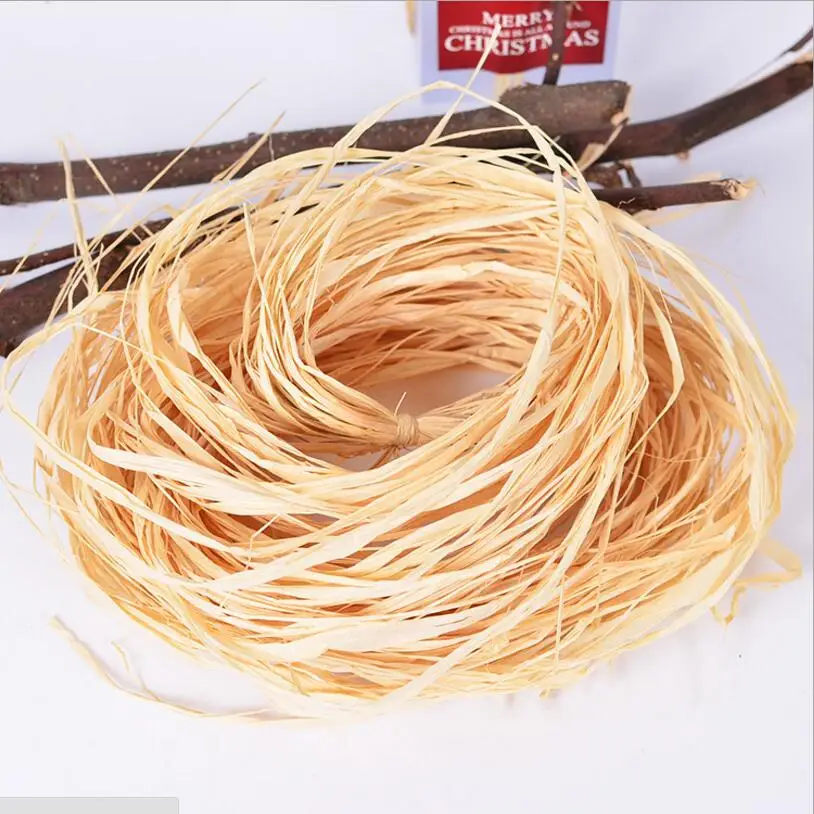 

10pc/bag Natural raffia diy straw paper raffia ribbon cord Raffia wedding candy box packaging rope bridal shower Gift Wrap decor
