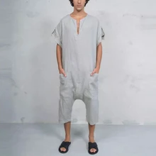 Laamei Модные мужские штаны из хлопка, хлопковый комбинезон, свободные брюки с карманами, мужские комбинезоны мусульманские исламские брюки