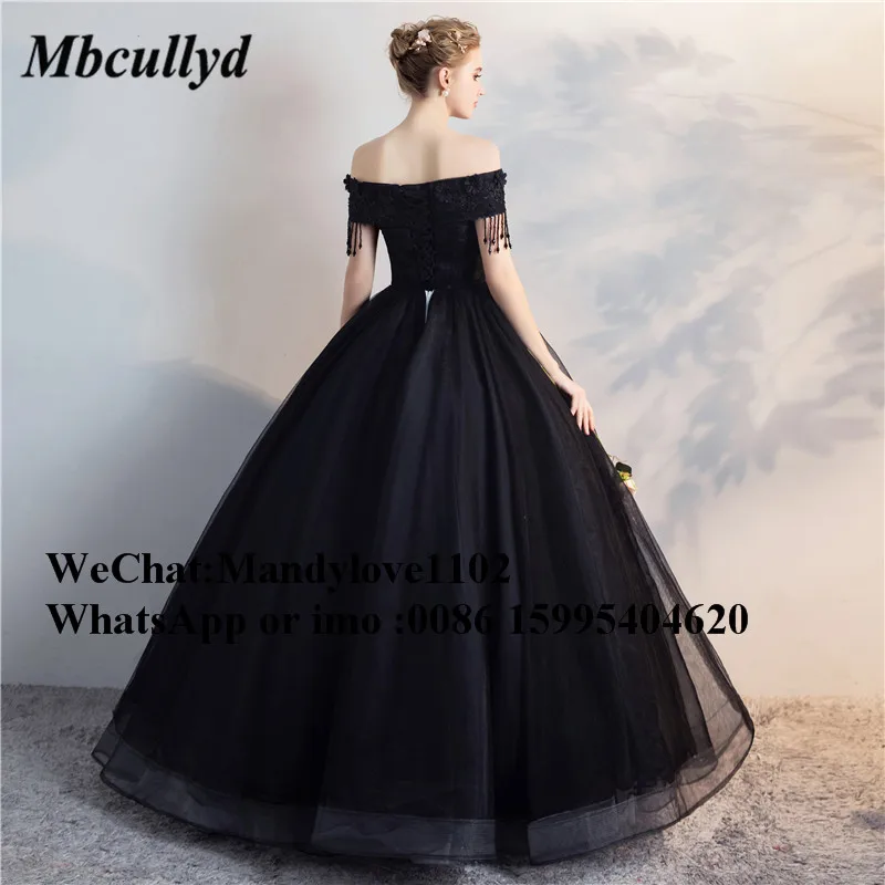 Черное бальное платье mbculyd Quinceanera с открытыми плечами и бисером длиной до 16 дюймов
