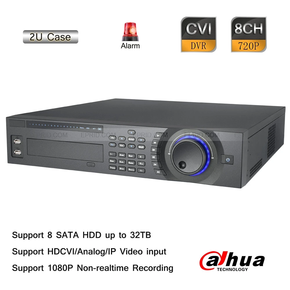 

Dahua 8CH Tribrid 720P-Pro 2U HDCVI Analog IP DVR 8 SATA 32TB 8 Audio 8 Alarm
