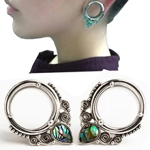 Пара популярных морских раковин из нержавеющей стали раковина двойной расклешенный уха тоннель новая серьга пирсинг, ушные измерительные приборы расширитель вилка и туннели