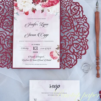 

Sweetmade luxury floral gate wedding invitations, paper laser cut customized greeting cards