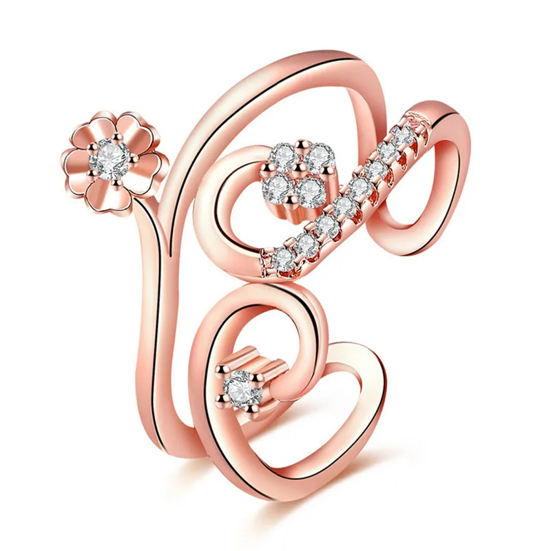 

NEW fashion design Branch flowers Inlaid zircon Open rings sweet Romantic style Woman's Girl's Open rings Free shipping